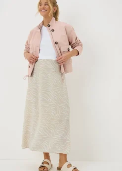 Cream Zebra Print Flared Hem Midaxi Skirt