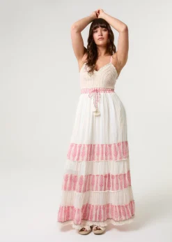 Crochet Lurex Tiered Dress