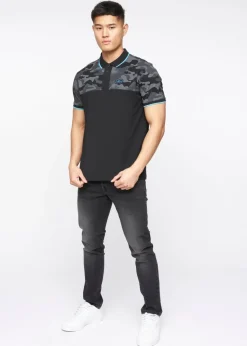 Crosshatch Black Brightling Camo Polo