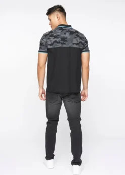 Crosshatch Black Brightling Camo Polo