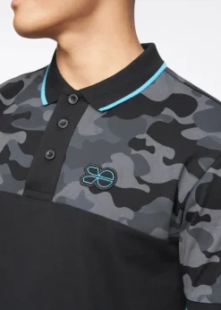 Crosshatch Black Brightling Camo Polo