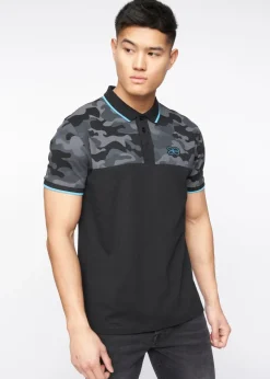 Crosshatch Black Brightling Camo Polo