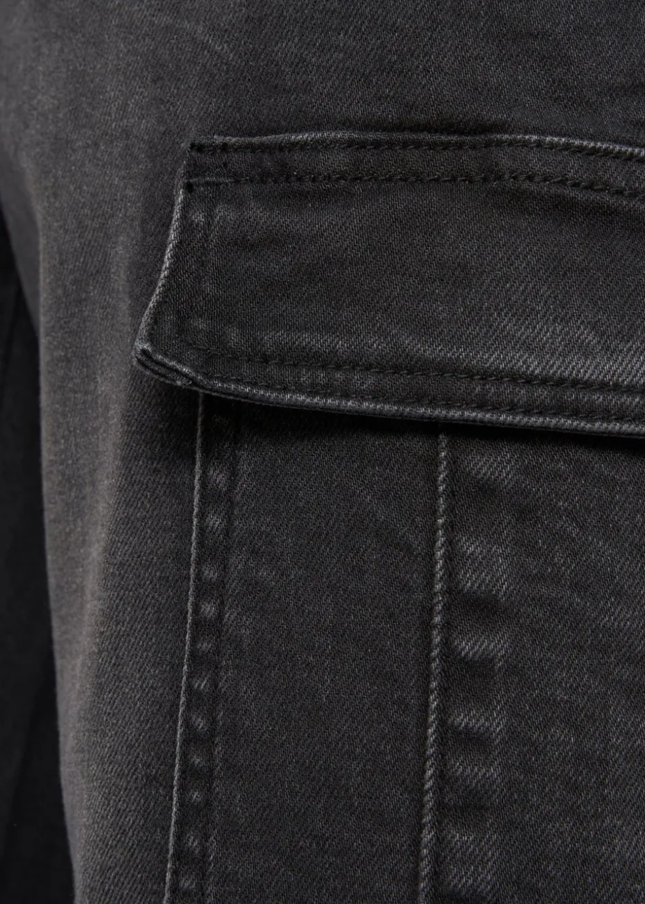 Crosshatch Black Wash Kremtap Cargo Jeans