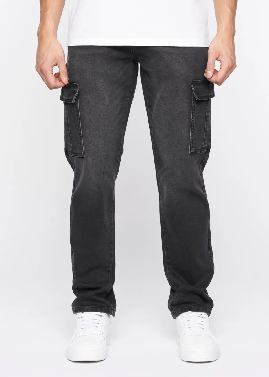 Crosshatch Black Wash Kremtap Cargo Jeans