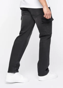 Crosshatch Black Wash Kremtap Cargo Jeans