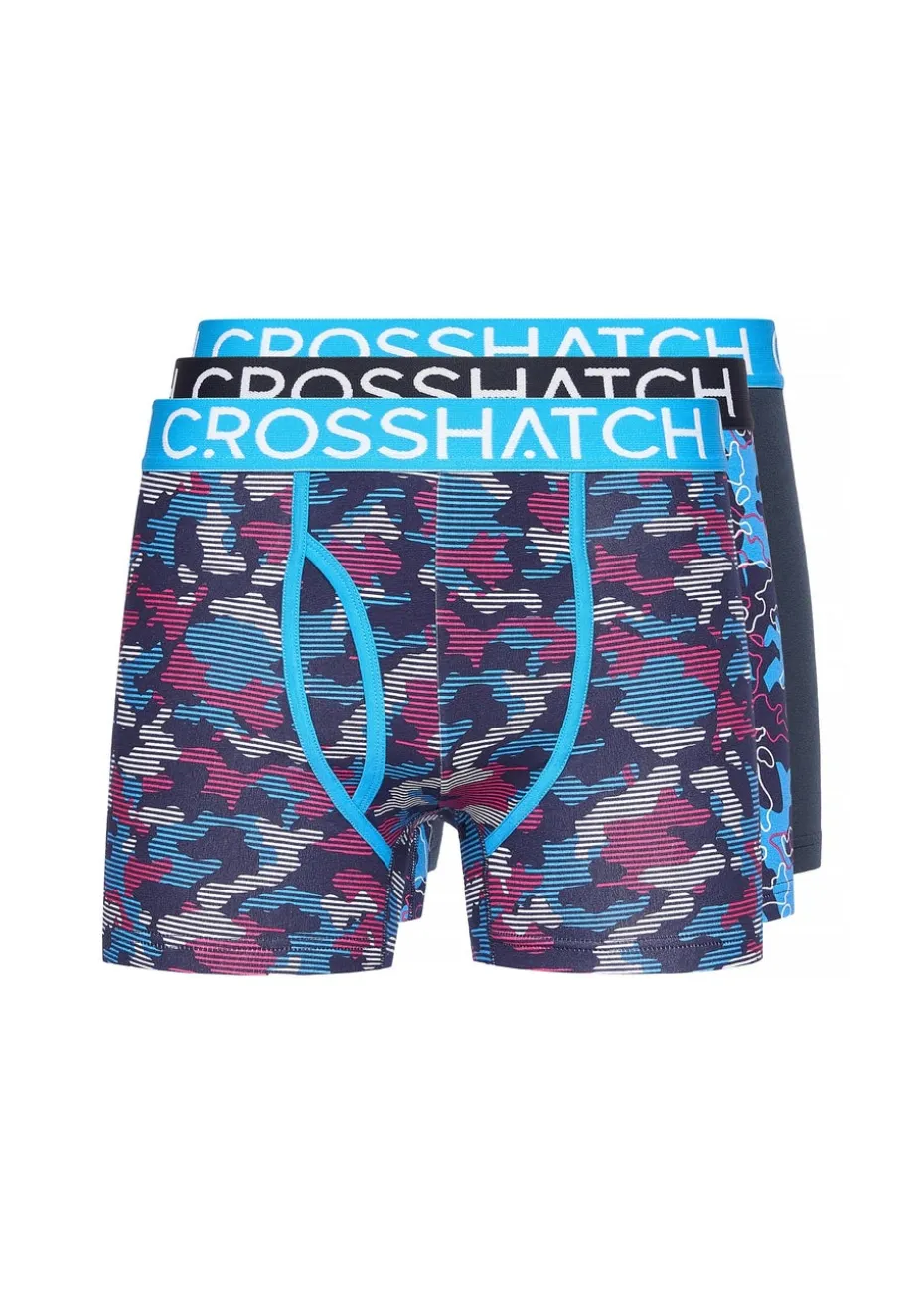 Crosshatch Blue Linamo MVE Open Fly 3 Pack Boxers