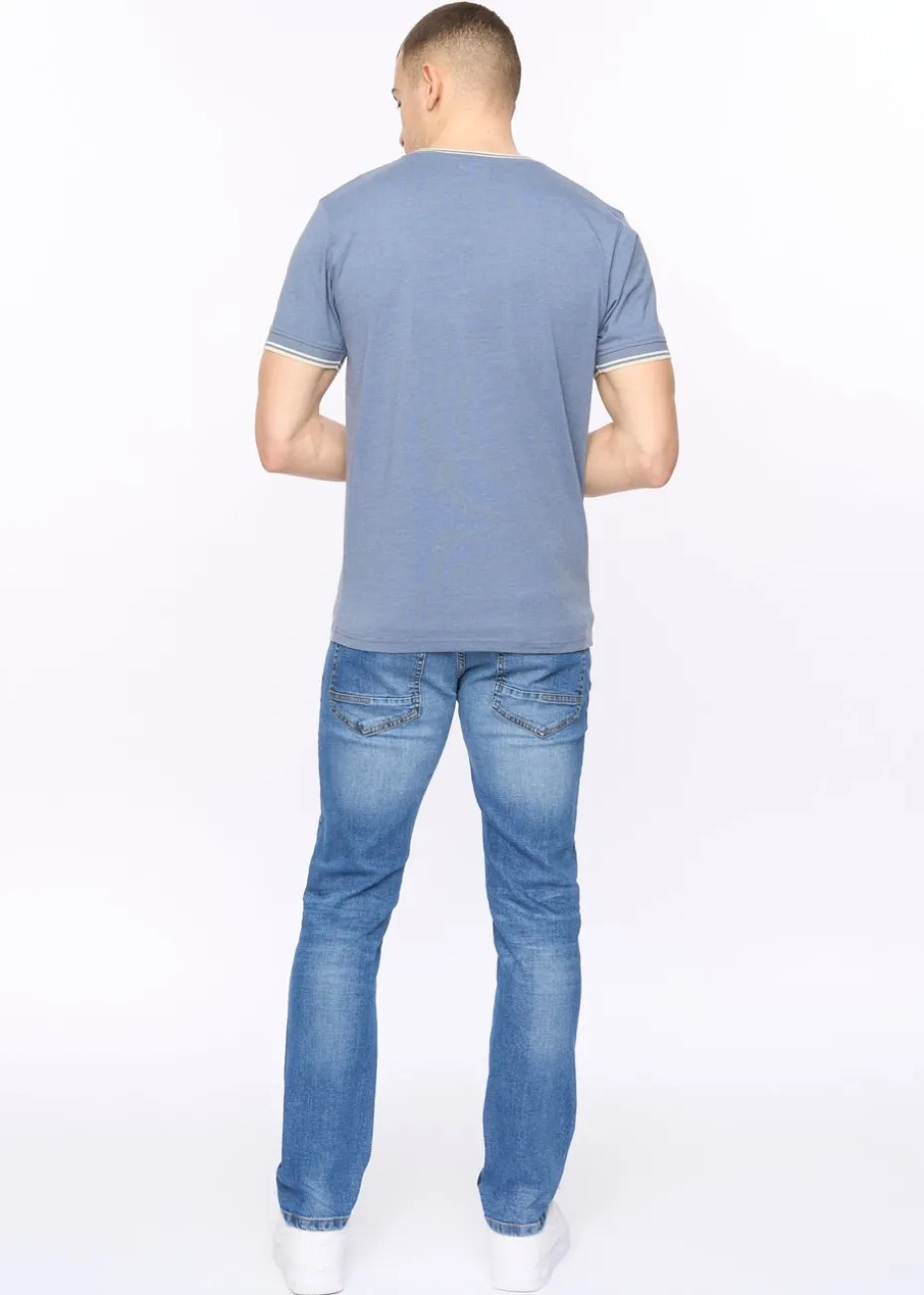 Crosshatch China Blue Marl Deuxtip T-Shirt