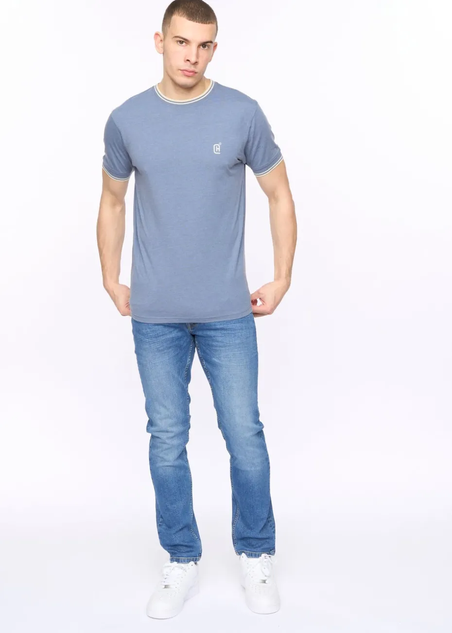 Crosshatch China Blue Marl Deuxtip T-Shirt