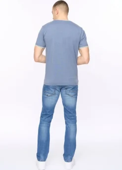 Crosshatch China Blue Marl Deuxtip T-Shirt