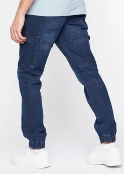 Crosshatch Dark Wash Malimore Cargo Cuff Jeans