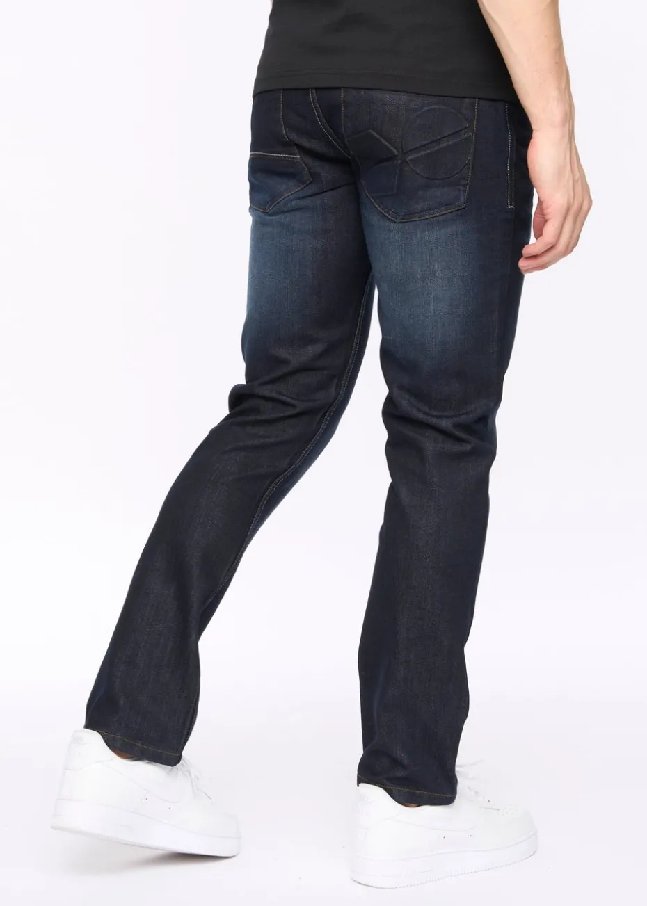 Crosshatch Dark Wash New Embossed Techno Denim Jeans