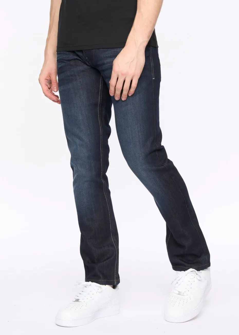 Crosshatch Dark Wash New Embossed Techno Denim Jeans