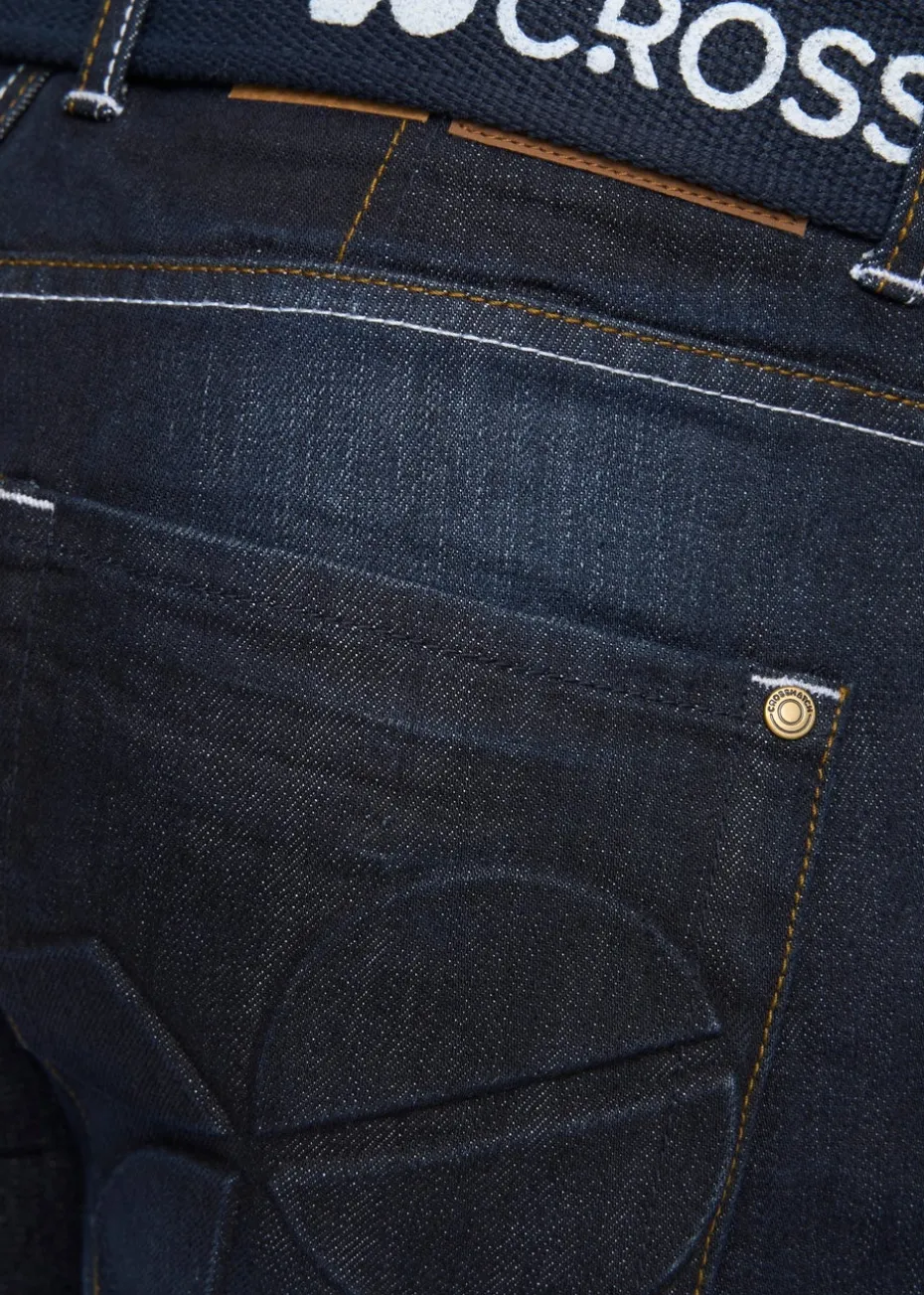 Crosshatch Dark Wash New Embossed Techno Denim Jeans