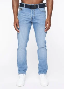 Crosshatch Light Blue Wash Princed Belted Jean