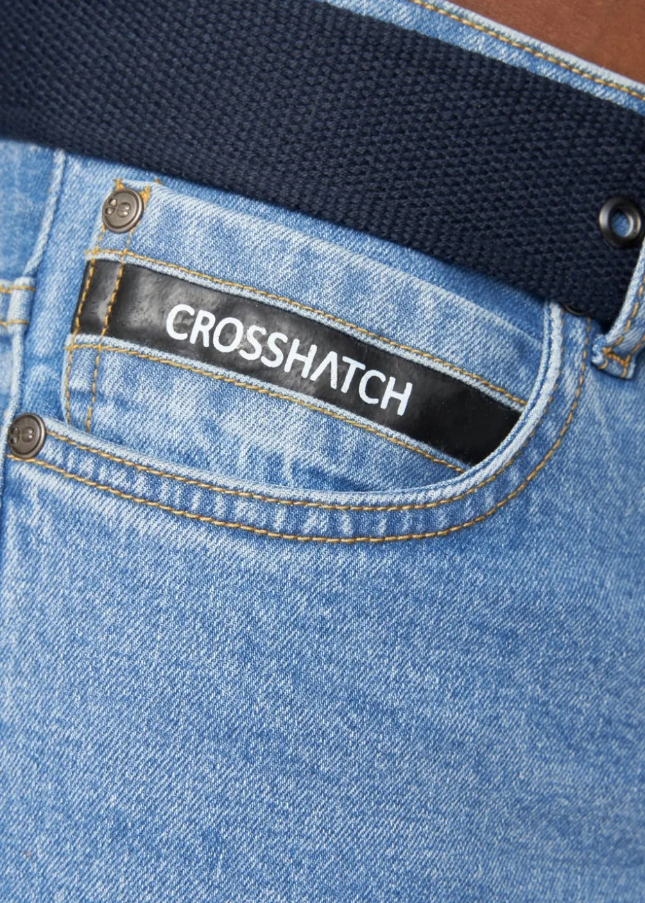 Crosshatch Light Blue Wash Princed Belted Jean