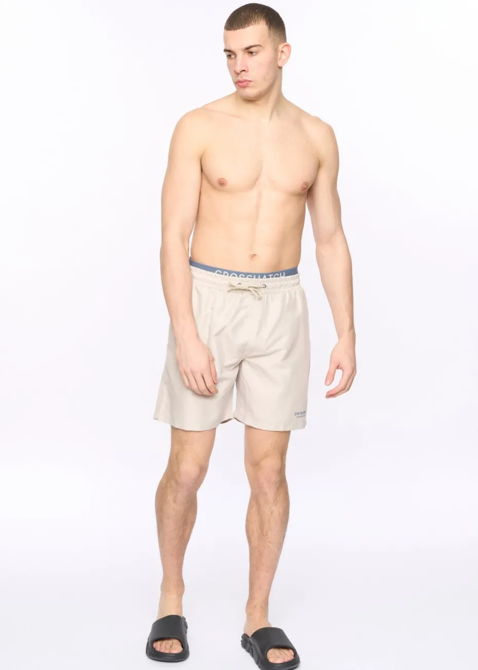 Crosshatch Light Stone Rembrandts Swim Shorts