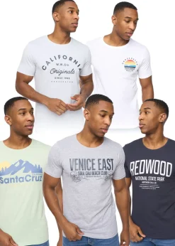 Crosshatch Multi Assorted Sumertons 5 Pack T-Shirt