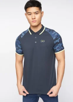 Crosshatch Navy Cramdark Camo Polo