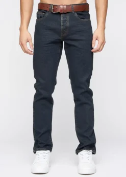 Crosshatch Navy Wash Farrowed PU Belted Jean