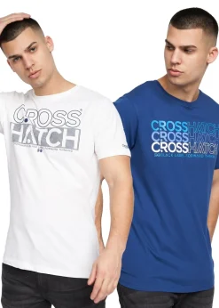 Crosshatch Navy/White  Raynen T-Shirt (2 Pack)