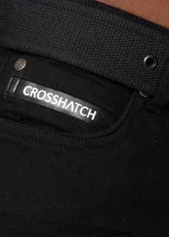 Crosshatch Solid Black Princed Belted Jean