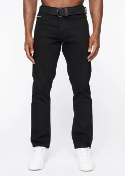 Crosshatch Solid Black Princed Belted Jean