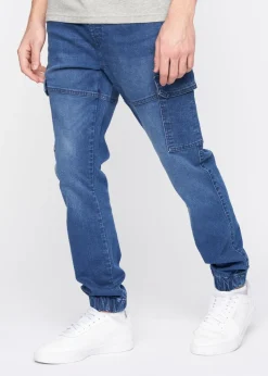 Crosshatch Stone Wash Malimore Cargo Cuff Jeans