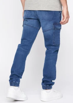 Crosshatch Stone Wash Malimore Cargo Cuff Jeans