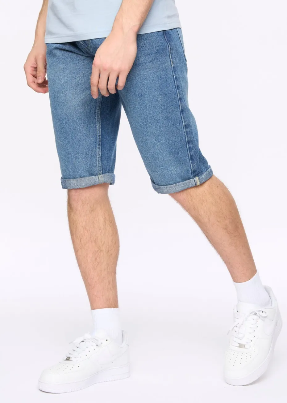 Crosshatch Stone Wash Tillforth Denim Shorts