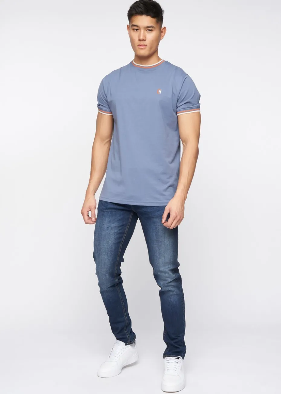 Crosshatch Tinted Blue Barbeck Slim Fit Denim