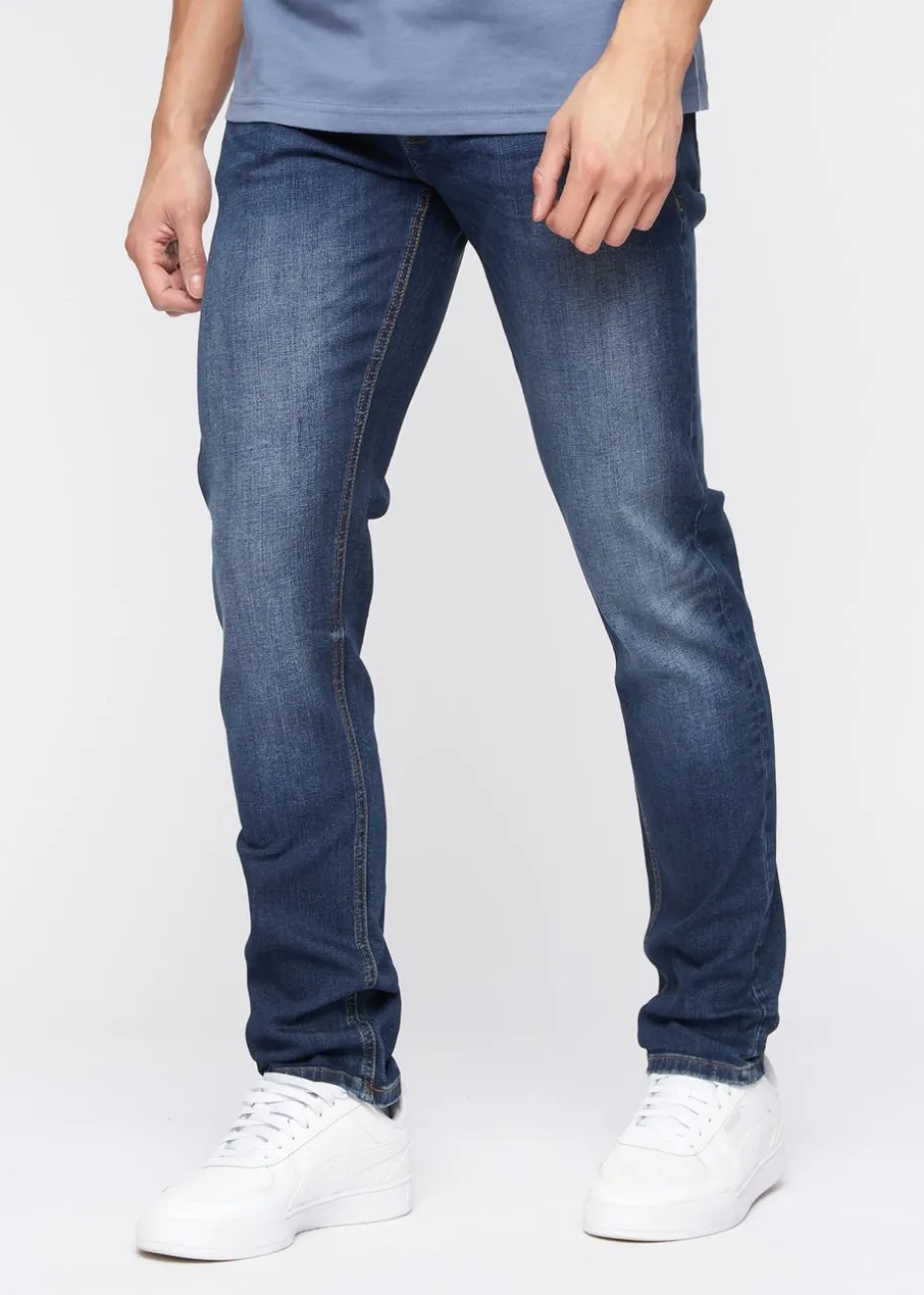Crosshatch Tinted Blue Barbeck Slim Fit Denim