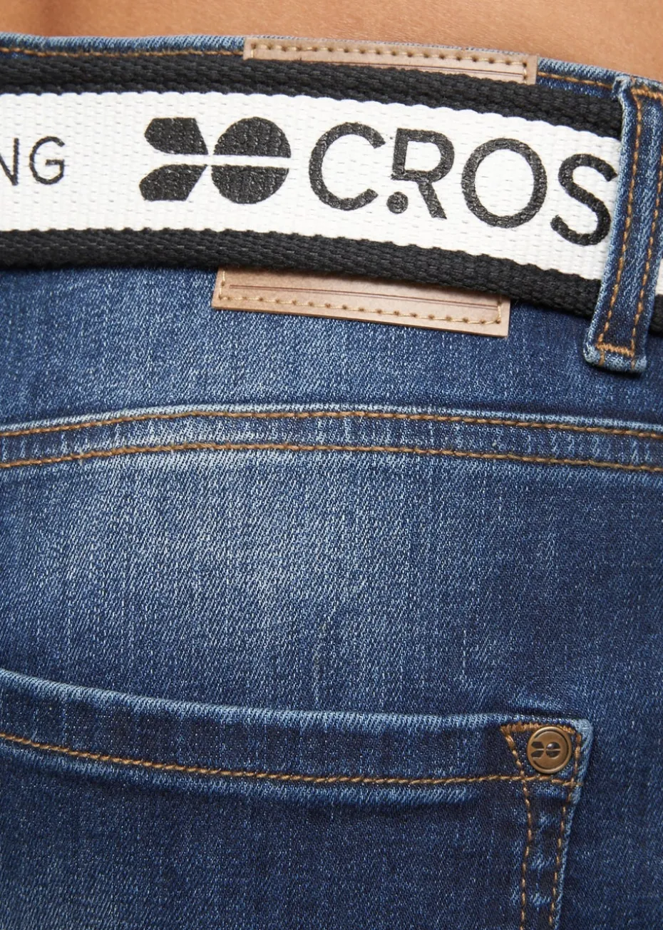 Crosshatch Tinted Blue Barbeck Slim Fit Denim