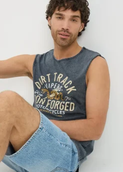 Dark Washed Acid Printed Vest