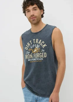 Dark Washed Acid Printed Vest