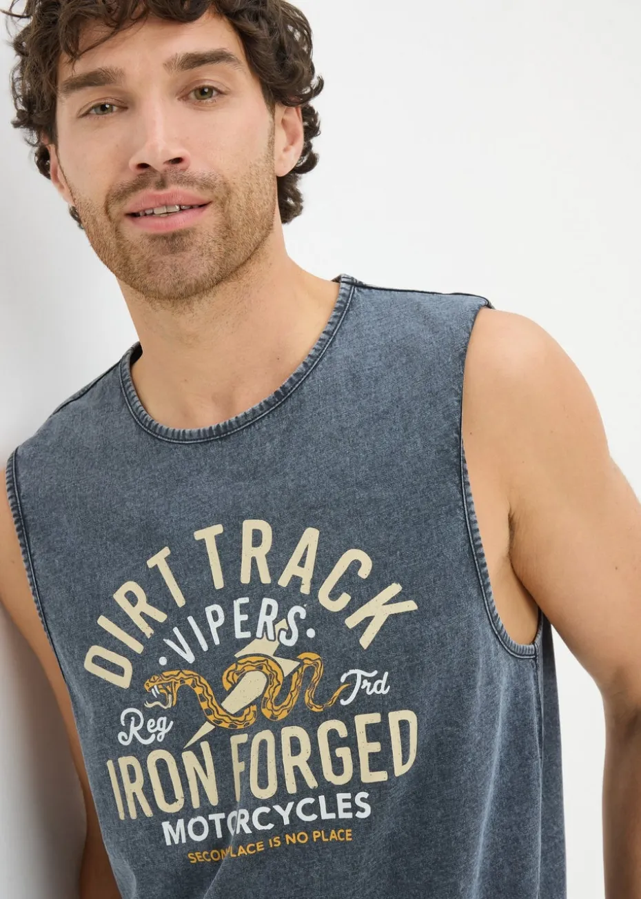 Dark Washed Acid Printed Vest