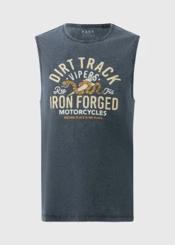 Dark Washed Acid Printed Vest