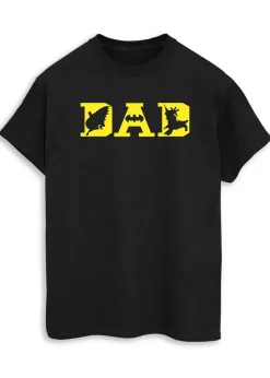 DC Comics Black Batman Dad With Bat Icons Men T-Shirt