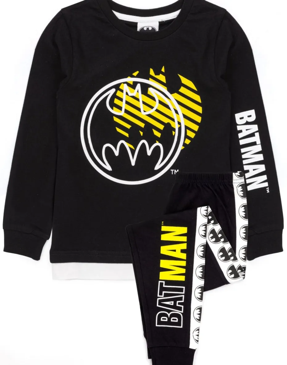 DC Comics Boys Black Stylised Batman Logo Pyjama Set (3 - 14 Years)