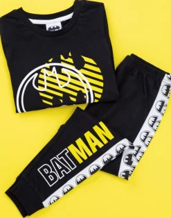 DC Comics Boys Black Stylised Batman Logo Pyjama Set (3 - 14 Years)