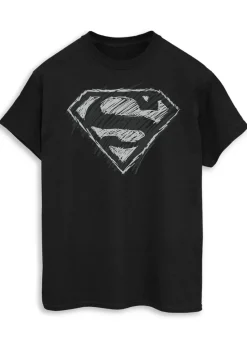 DC Comics Superman Sketch Logo Black T-Shirt