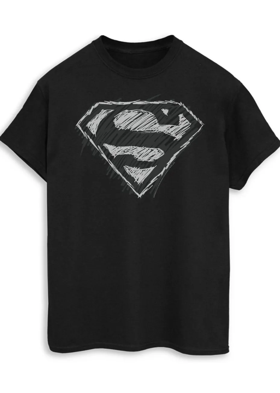 DC Comics Superman Sketch Logo Black T-Shirt