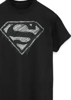 DC Comics Superman Sketch Logo Black T-Shirt