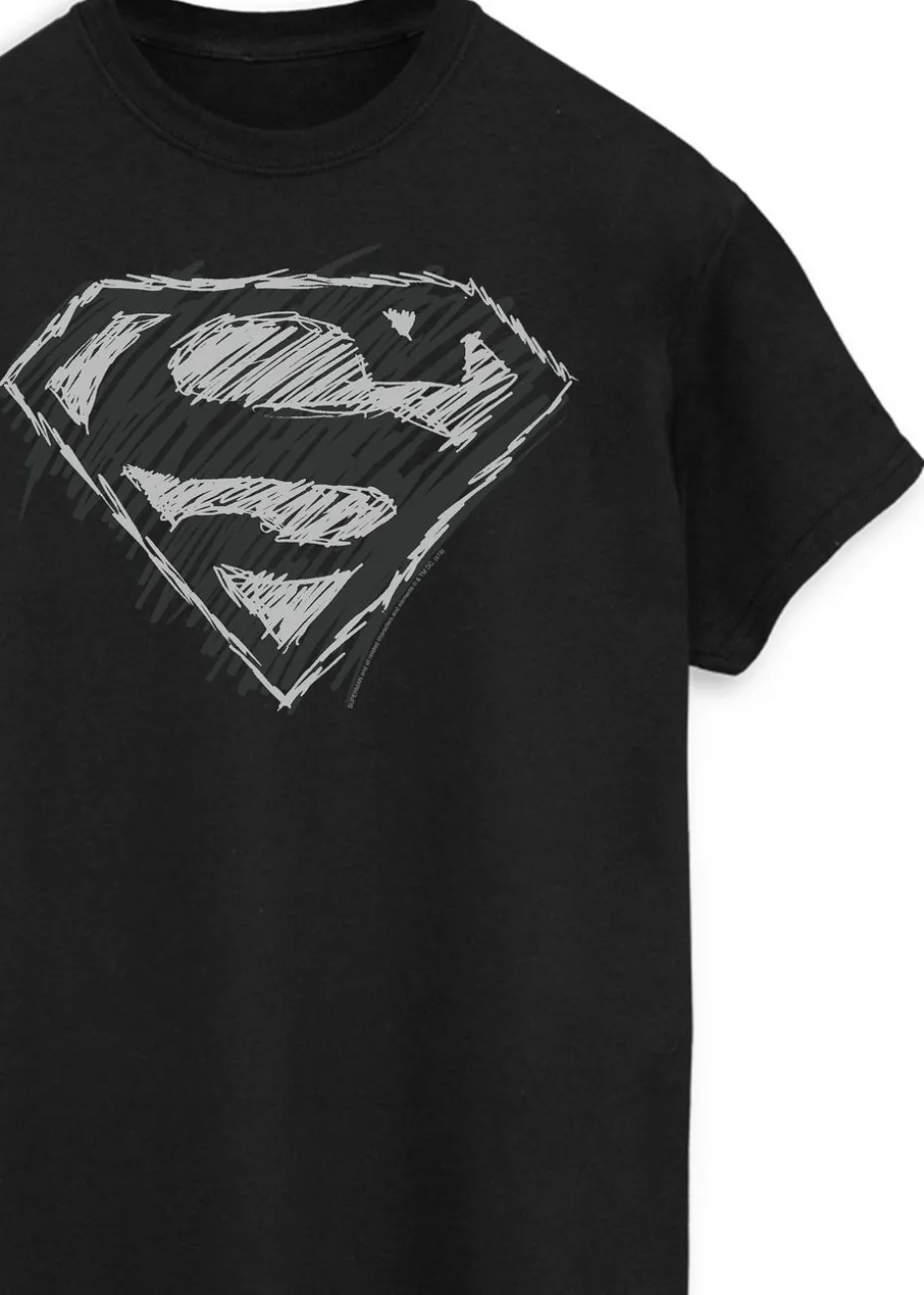 DC Comics Superman Sketch Logo Black T-Shirt