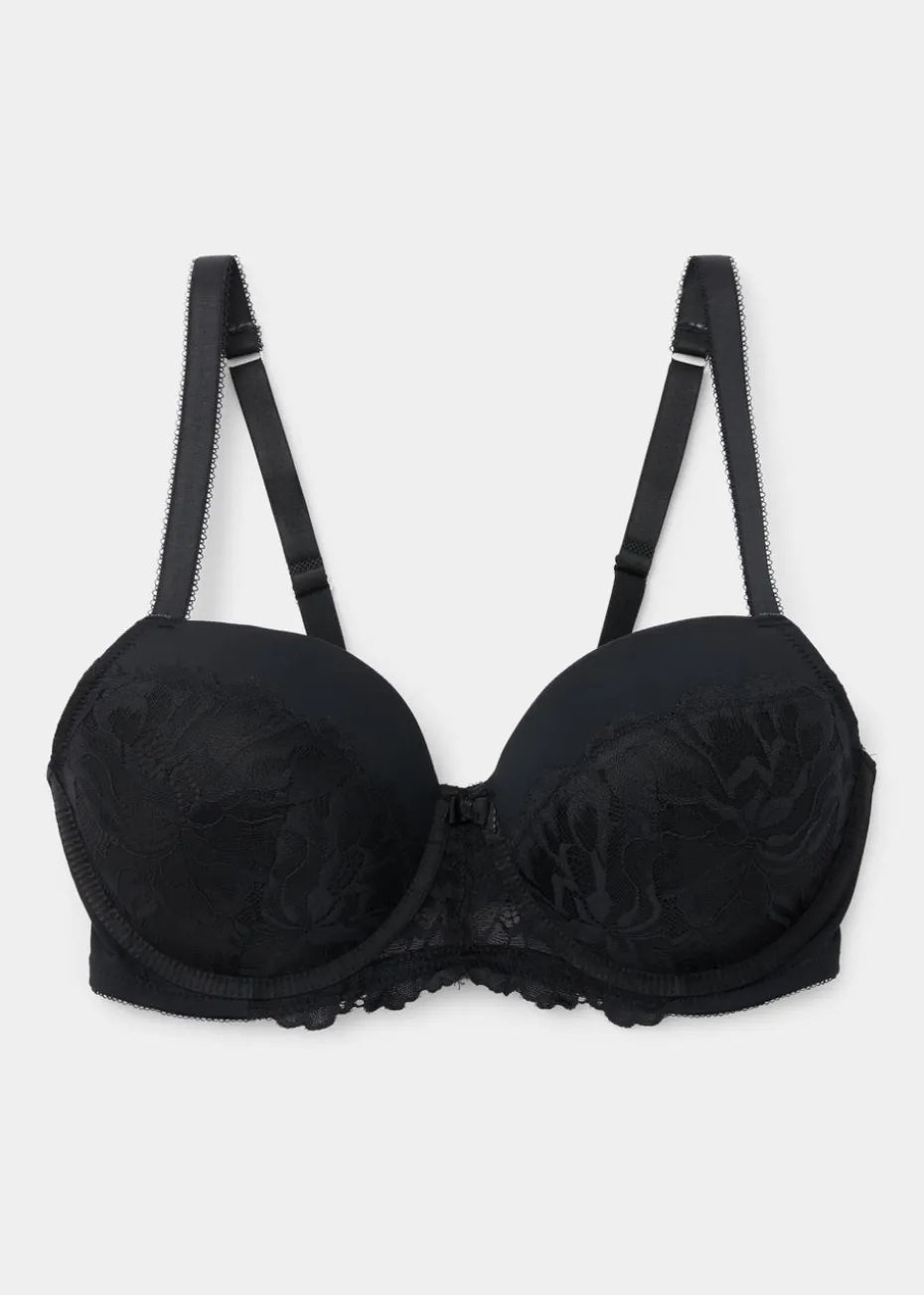 DD+ Black Lace Padded Bra