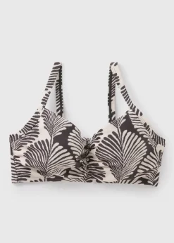 DD+ Black Mono Shell Print Cupped Crop Bikini Top