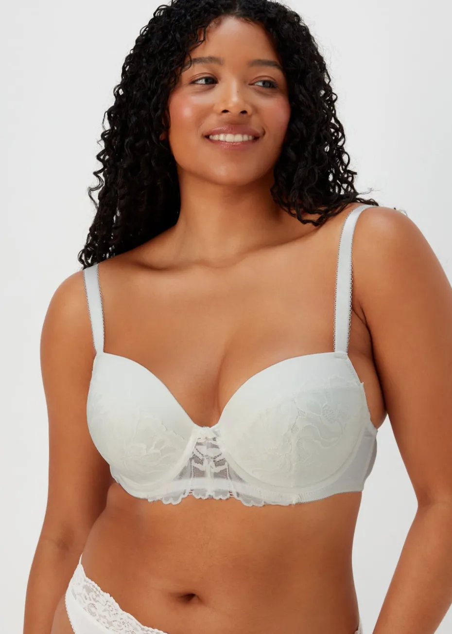 DD+ Cream Lace Padded Bra