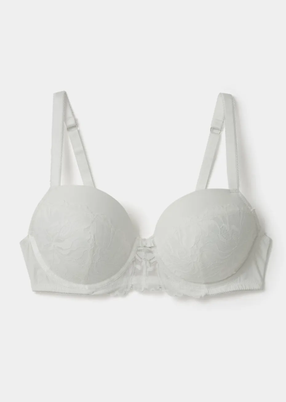 DD+ Cream Lace Padded Bra