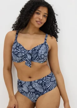 DD+ Navy Floral Tie Front Bikini Top
