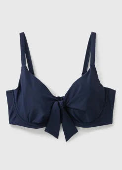 DD+ Navy Front Tie Bikini Top