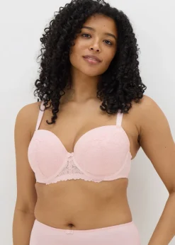 DD+ Pink Lace Padded Bra